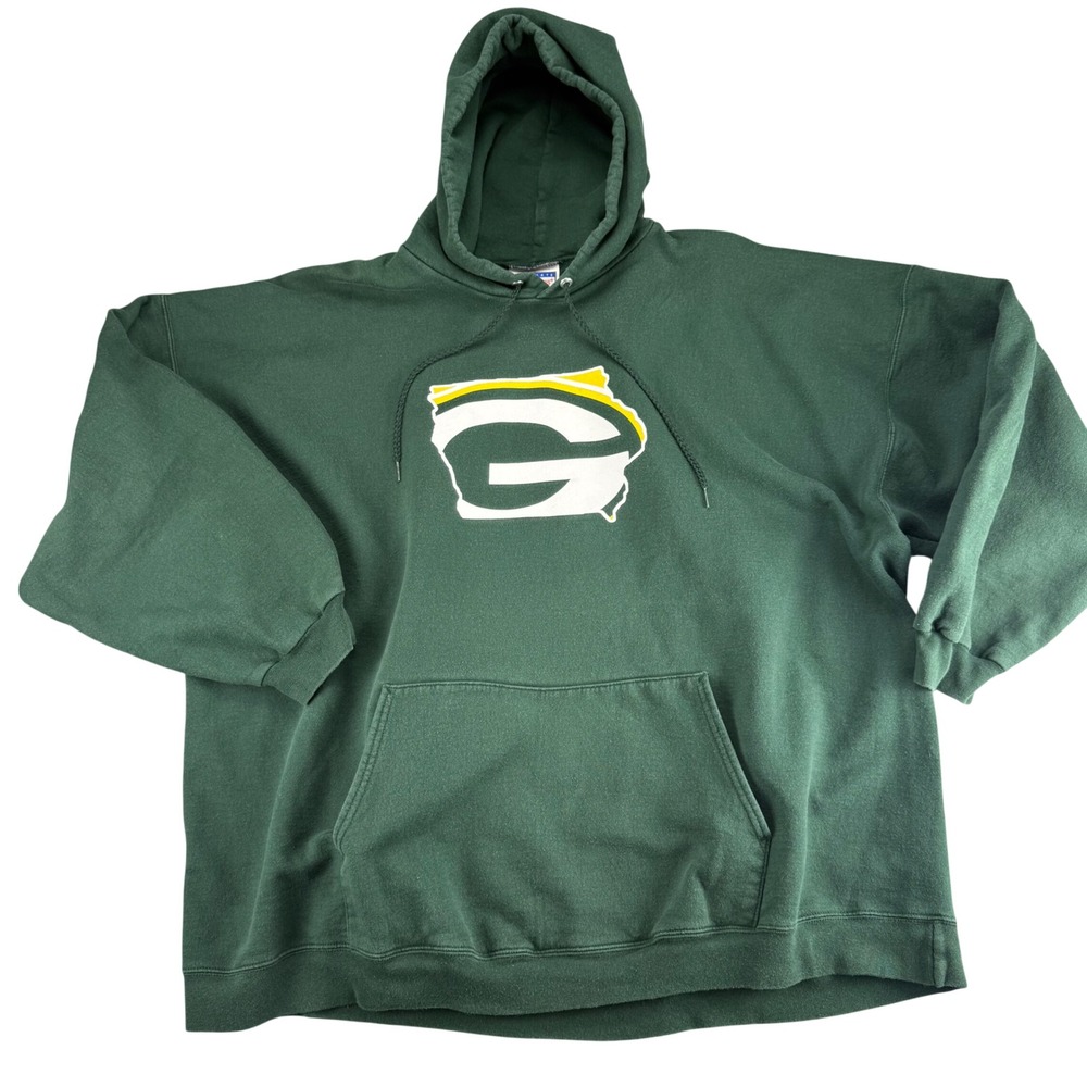 Vintage Hanes Ultimate Cotton Green Bay Packers Hoodie Mens 3XL Green Sweatshirt
